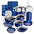 Classic Blue 20-Piece Aluminum Ultra Durable Non Stick Diamond Infused Cookware and Bakeware Set